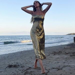 NWT ZARA Satin Lingerie Dress Gold XS Blogger Fav